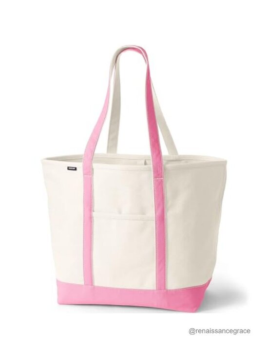 Handbags - Open Top Canvas Tote Bag X-Large Long Handle